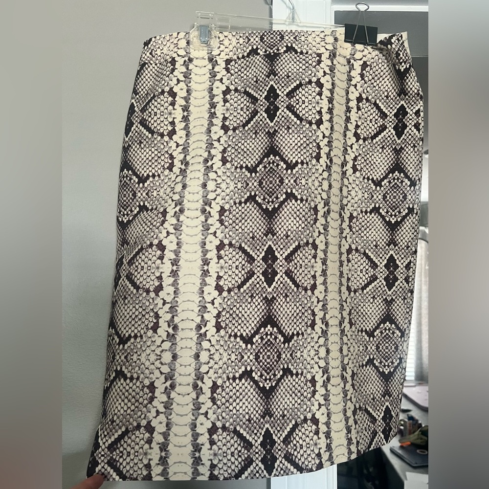 J. Crew Burgundy and Cream Snakeskin Skirt